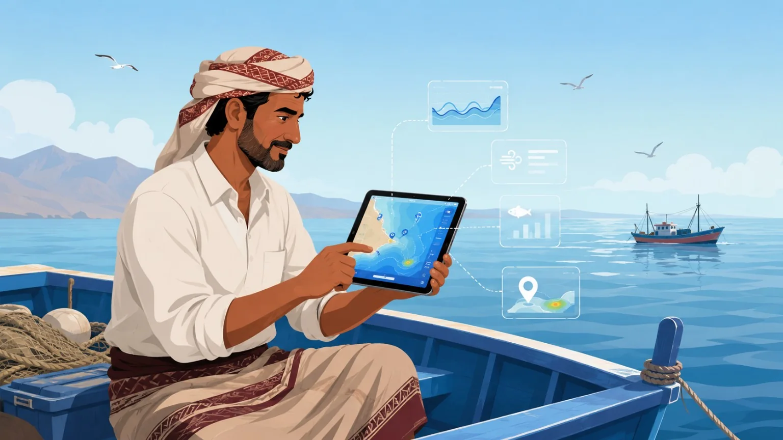 صياد يستخدم بيانات عين الصياد