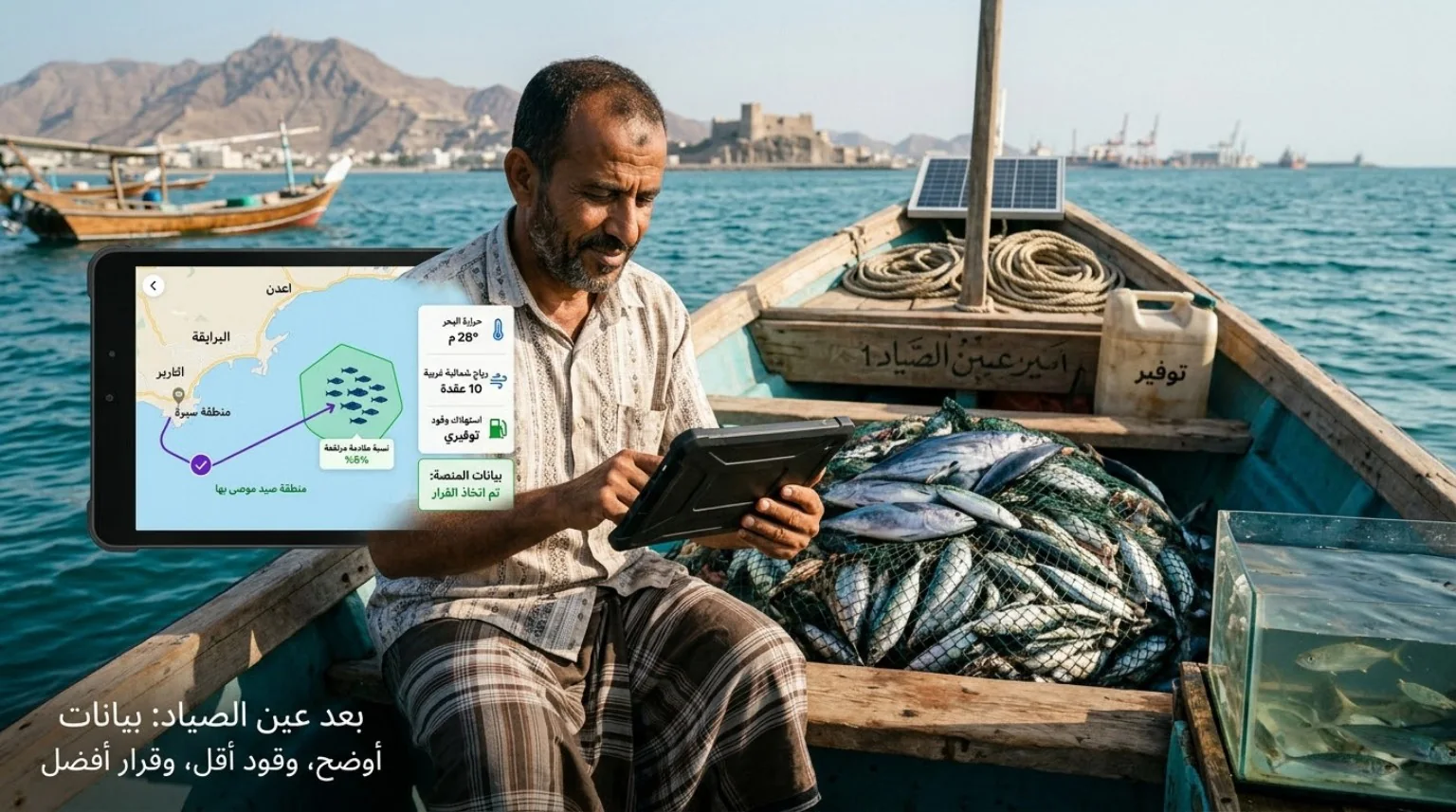 صياد يستخدم منصة عين الصياد لاتخاذ قرار أفضل